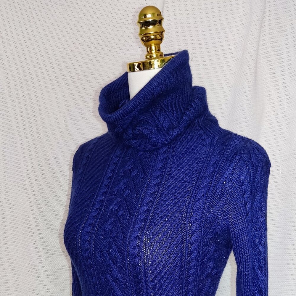 Blue cable knit sweater mini dress - Picture 10 of 14